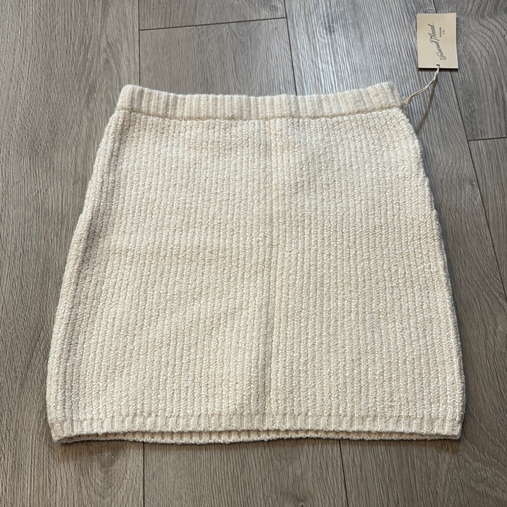 Universal Thread Cream Tan Ribbed Mini Pencil Skirt
